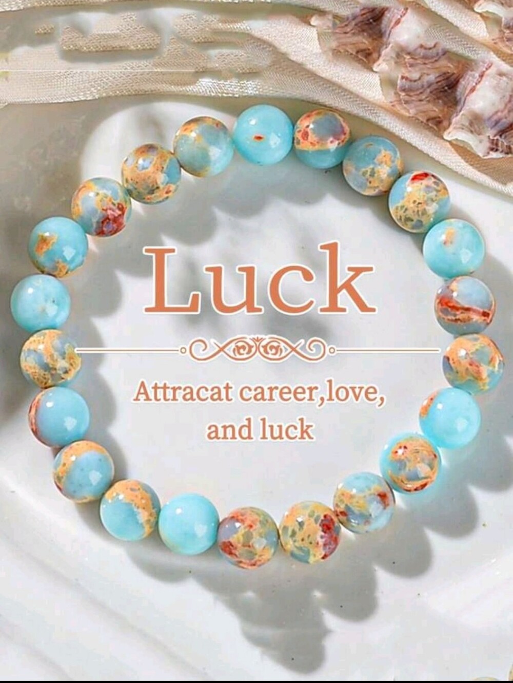 8mm Natural Shoushan Stone Beaded Bracelet - "Lucky" Pendant, Attracts Love And